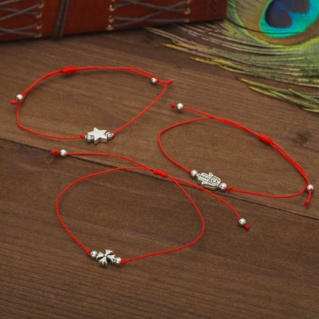 Bracelet-reinforcing "Red thread" set of 12 pcs., Assorted summer, color black silver, d = 6 cm-3