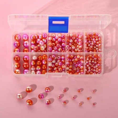 Assorted pursuit beads “Tenderness”, D = 4 /5 / 6/8/10 mm, color pink spectrum-2
