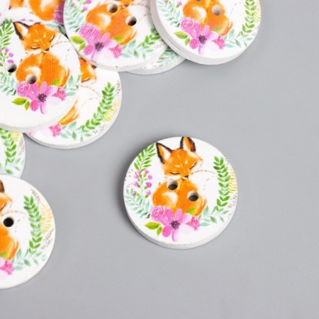 Button decorative tree "fox" 2.5x2.5 cm-1