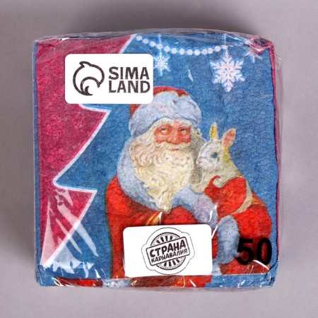 Napkins Paper Single -layer New Year's "Santa Claus", 24 × 24 cm, set 50 pcs., For the New Year-2