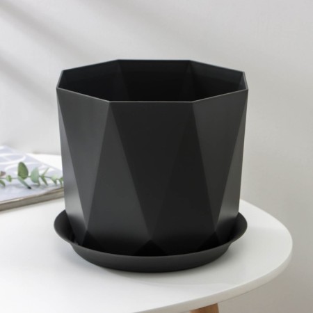 Pot for flowers with a prism palm, 4.7 liters, graphite color-4