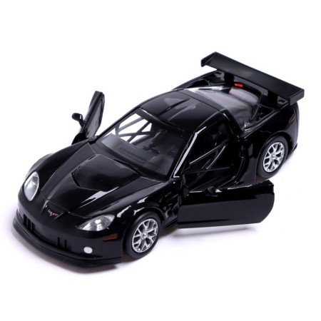 Metal machine Chevrolet Corvette C6-R, 1:32, doors, inertia, black color open-2