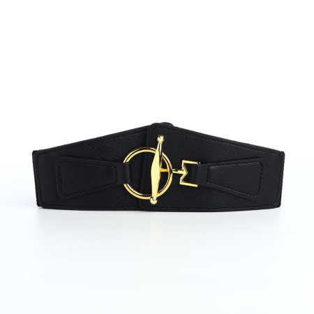 Women's belt, width 8 cm, black color-3