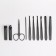 Manicure set, 10 items, in case, gray/black color