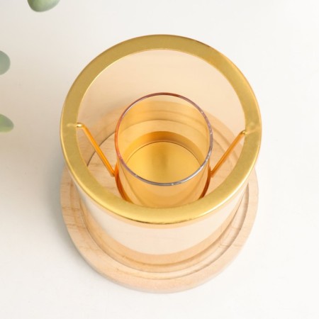 Glass, metal, wood "cup in the cylinder" D-5 cm 12x12x14.5 cm-2