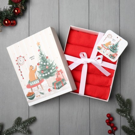Set of terry towels Ethel "Jingle Belz" 30x30 cm -5pcs, 100% HL, 340g/m2