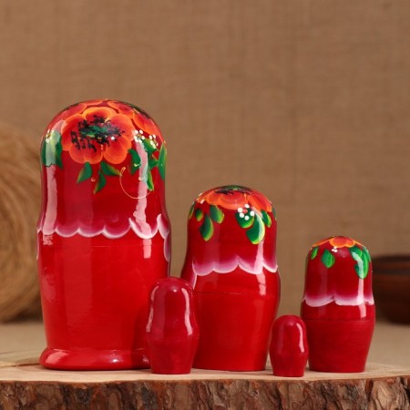 Matryoshka 5 puppet "Ira" poppies, 17-18cm, manual painting.-1