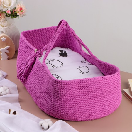 Luel with a mattress, 70 x 42 x 24 cm, pink, cotton