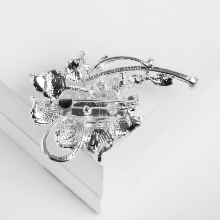 Brooch "dew" on a branch, blue color in silver-1