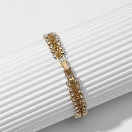 Bracelet with rhinestones "ice" elegance, lines, white-gold color, 18 cm-2