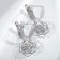 Earrings with zirconium rhinestones, white color in silver
