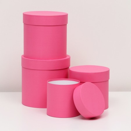 Set of round boxes 4 in 1 "pink" 20 x 20 - 13 x 13 cm-1