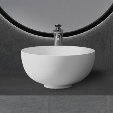 ABBER STEIN AS2617 sink, invoice, 400x400x200 mm, artificial stone, white
