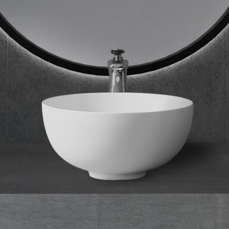 ABBER STEIN AS2617 sink, invoice, 400x400x200 mm, artificial stone, white