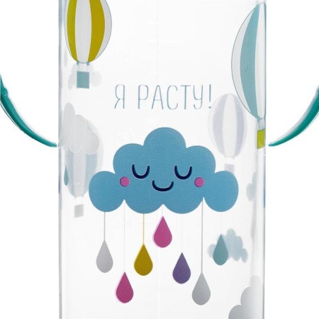 A bottle for feeding "delicate cloudy", a classic throat, with handles, 250 ml., 0 months., Biryuzovoy color-4