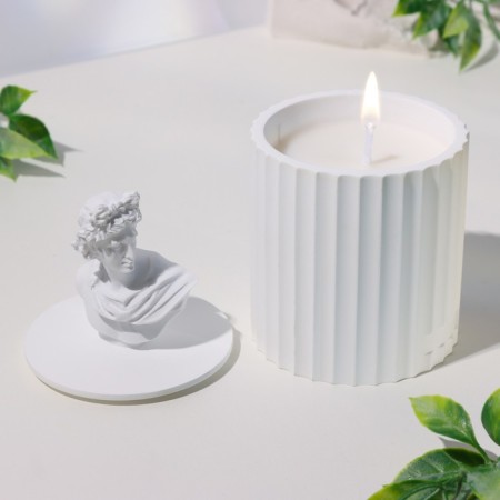 Candle in concrete Aromatic "Apolon", lavender garden, 13x7 cm, soy wax, 160 g-1