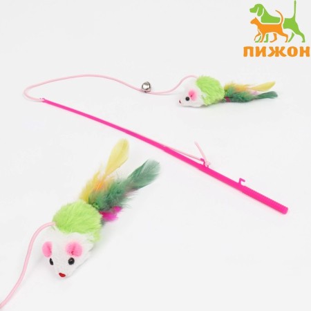 Domestico-a figure "color mouse", 32 cm, white/green mouse on a pink handle