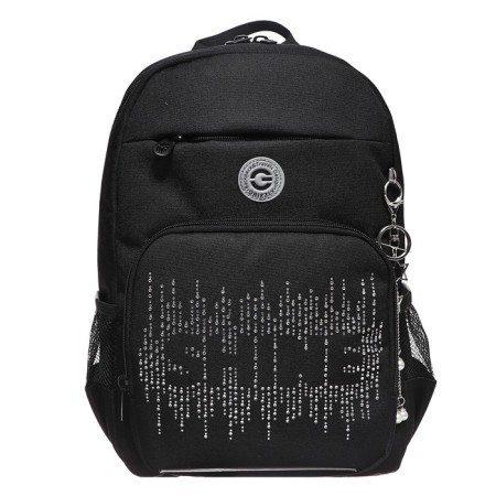 School backpack, 40 x 25 x 13 cm, Grizzly, ergonomic back, laptop department, black-2