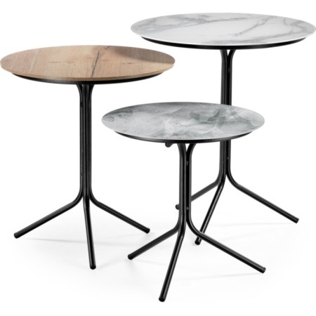 Cuts set Ruscus white marble/gray marble/Galifax metal, black 52x52x58.2 cm