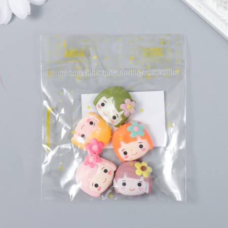 Decor for creativity Plastic "Girl with Flower" MIX 2x2 cm-4