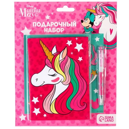 Chancellery "Unicorn", notebook A6, pen, stickers, Minnie Mouse-8