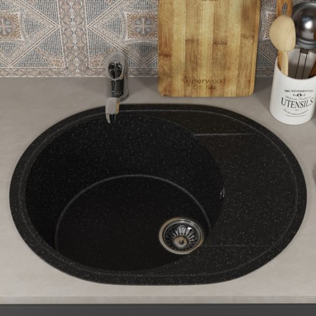 Kitchen carrier of stone Uperwood Econ UPD-107, 004, oval, color 004 black matte-1