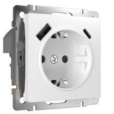 Розетка W1171701 с заземлением, шторками и USB, тип A+C, белый