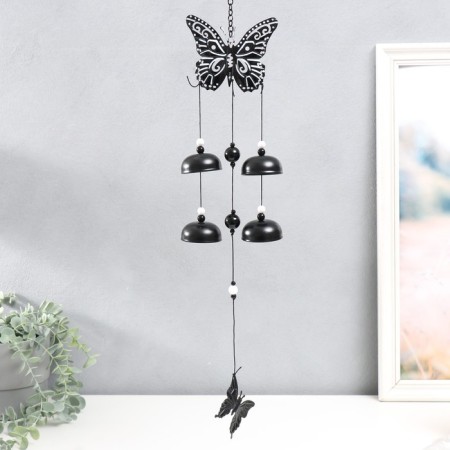 Wind Music Metal "Black and White butterflies" 4 bells 47 cm
