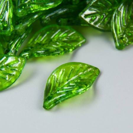 Decor for creativity Plastic "Green Leaf" set 80 pcs 1.4x0.8 cm