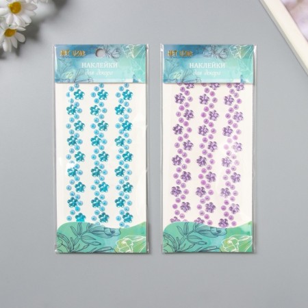 Sticker of rhinestones plastic "bends - flowers, pearls, rhinestones" mix 16.5x7 cm-1