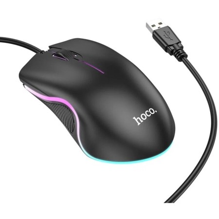 Hoco GM19 mouse, game, wired, backlight, 1000 dpi, black-1