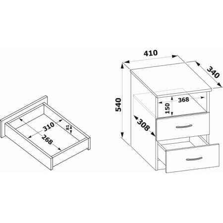 Cabinet, 410 × 340 × 540 mm, white color-1