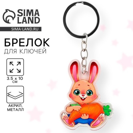 Key keychain children's acrylic "bunny", 3.5 x 10 cm