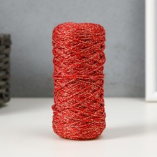 Knitting cord 100% polyester with a lurex 1 mm cylinder, 75 ± 10g, 200m, 27- Red+gold
