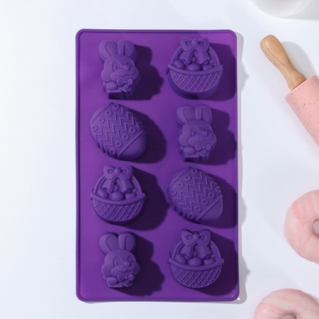 Baking uniform “Easter”, silicone, 29 × 17 cm, 8 cells (6.5 × 5.2 cm), mixing color