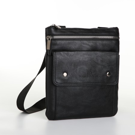 Men's bag on Terra Dever, 2 pockets, a long belt, brown color