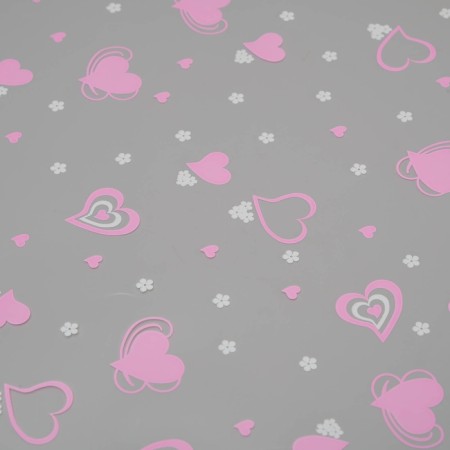 Flower film "Valentine", pink - white, 40 μm 0.70 x 7.5 m-2