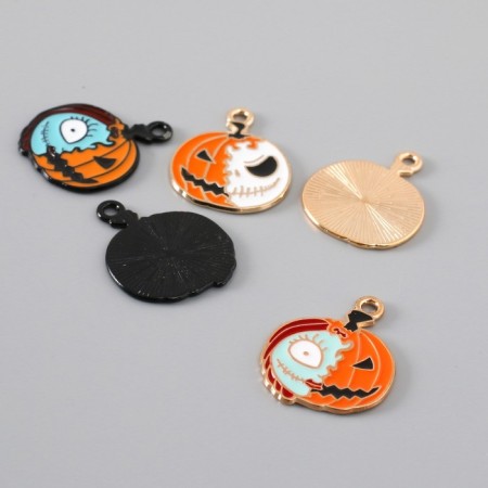 Decor for creativity Metal "Pumpkin/Face" enamel mix 2.6x2 cm-1