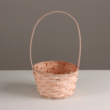 Wicker basket, d16x10xh32cm, peach, bamboo