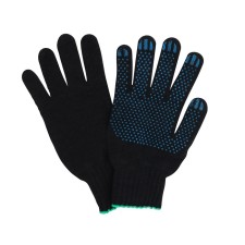 Garden gloves, x/b, knitting grade 10, 3 threads, size 9, with PVC dots, black