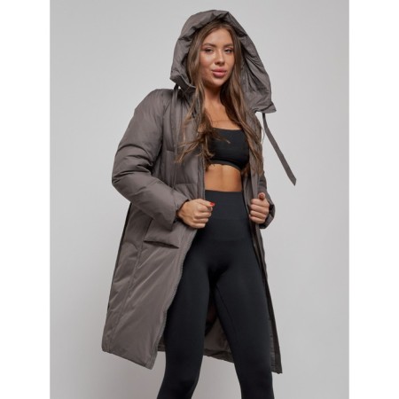 Coat insulated winter female, size 42, dark gray color-12