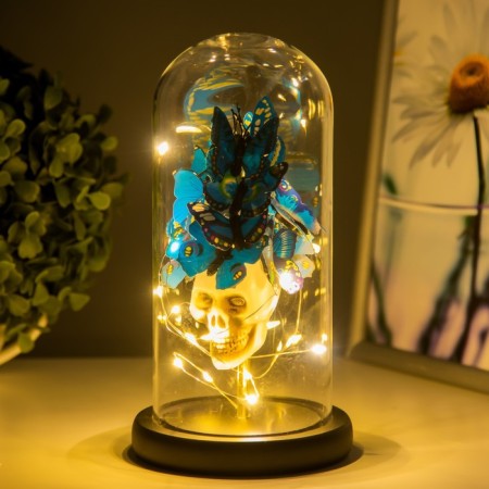 Ночник колба "бабочки и череп" LED от батареек 3хААА 11х11х22,5 см RISALUX-2