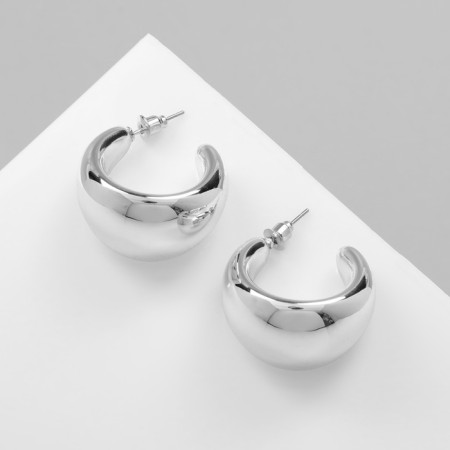 Earrings plastic "Circle" halo mini, color silver-1