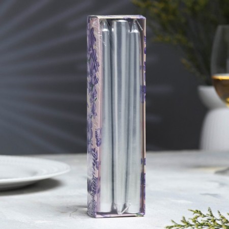 A set of antique candles, 1.9x 20 cm, 6 pieces, silver metallic-2