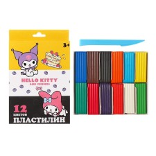 Пластилин 12 цветов 240 г Hello Kitty&friends, пластиковая стека, в картонной упаковке с европодвесом