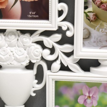 Photo frame plastic in 5 photos 10x15 cm "Vase with flowers" white 31x46 cm-1