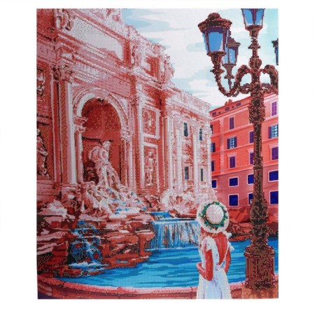 Diamond mosaic with partial filling on the subframe "Trevi Fountain", 50 x 60 cm-2