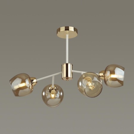 Cell chandelier Lumion. Odell, 4x60W, e27, white color, gold