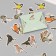 Stickers for creativity "City and forest birds" embossing gold set 48 pcs 9x7x0.8 cm