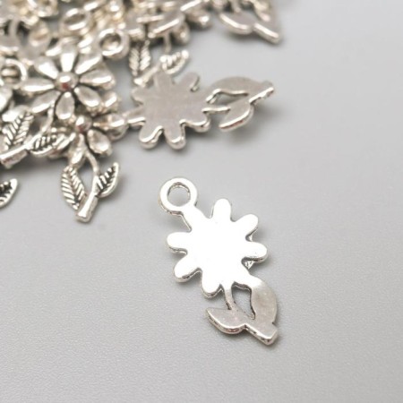 Decor metal for creativity "Flower" silver (A17374) 2.1x1 cm-1